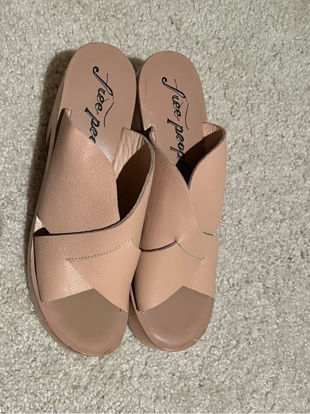 Free People  Leather Cross-Band Slide Clogs - Picture 3 of 7
